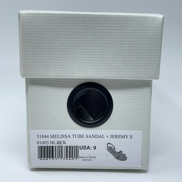 Melissa + Jeremy Scott Womens Tube Slingback Sandals Black Rubber Flat 5-9 New - Picture 15 of 16